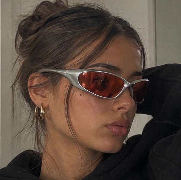 The Flare Sunglasses worn, side profile